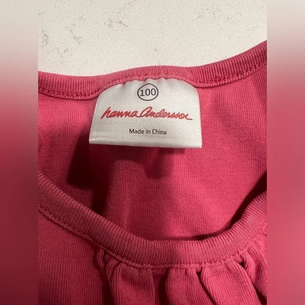 Hanna Anderson Pink and Chambray Floral Dress size 3-5 years